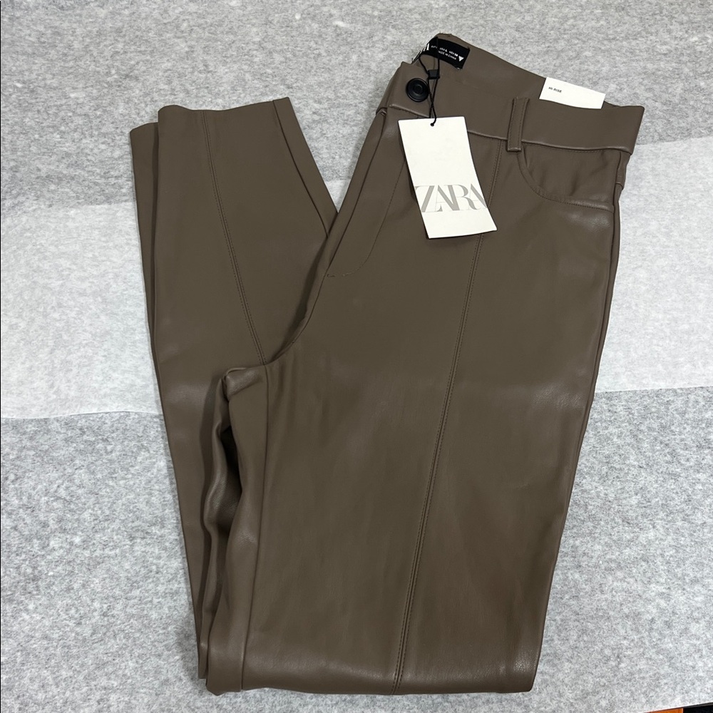 Zara Womens Brown Hi Rise Trousers